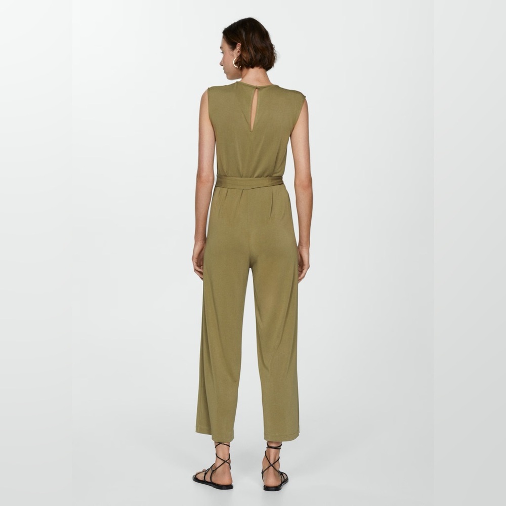 Mango Khaki bow long Jumpsuit NWT - Picture 3 of 7